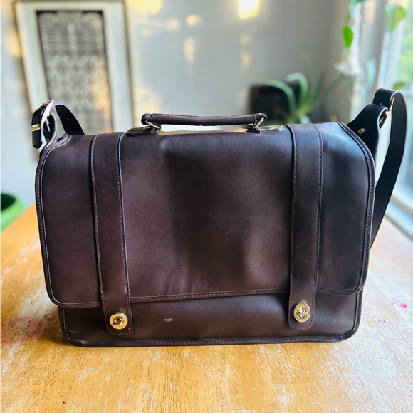 Unbranded Other - Classic Dark Brown Faux Leather Messenger Bag